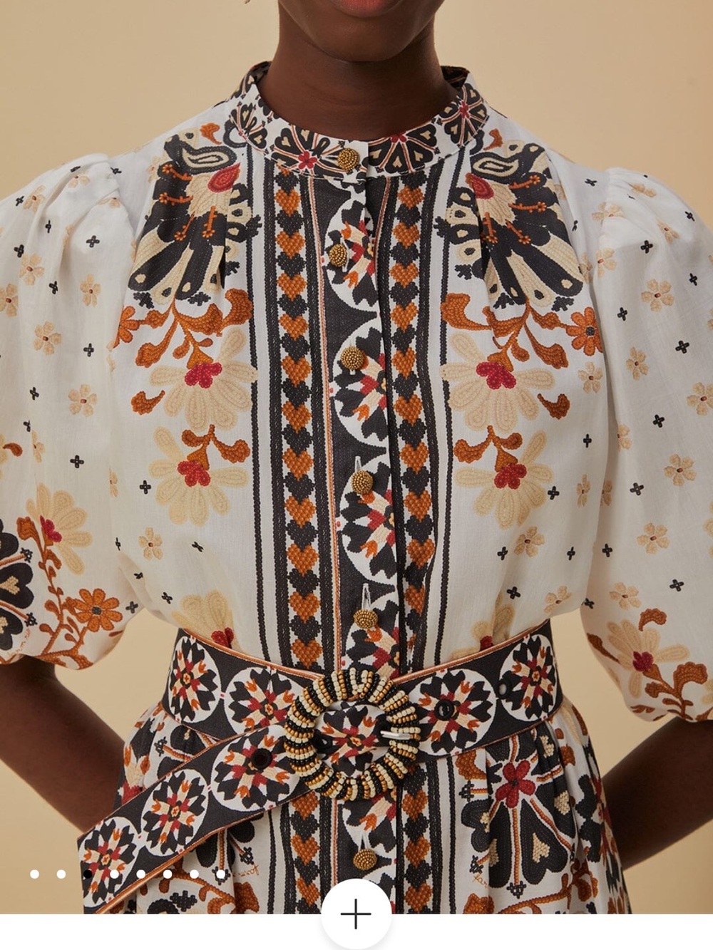 Farm Rio Flower Fan Tapestry Off-White Mini Dress - Picture 4 of 7